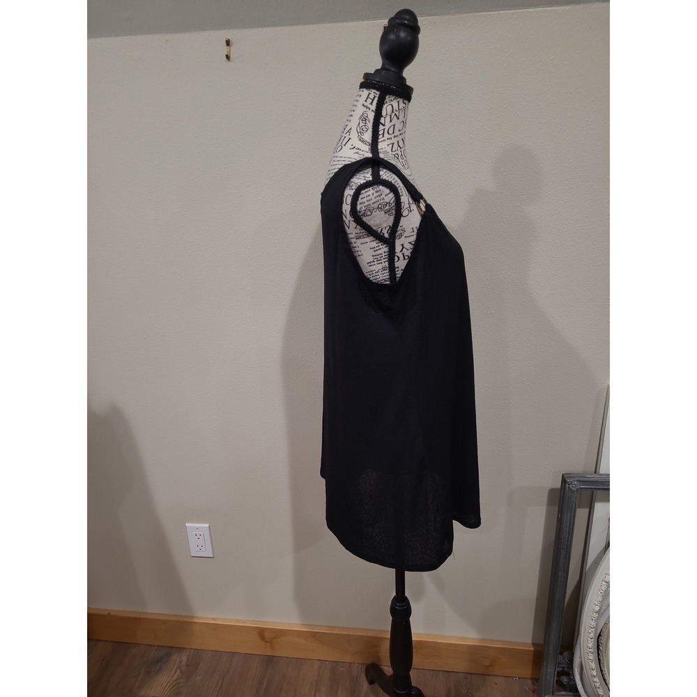 J Valdi sleeveless ring tank Black Coverup Dress Swim Women SZ M vacation Pool - Picture 5 of 8